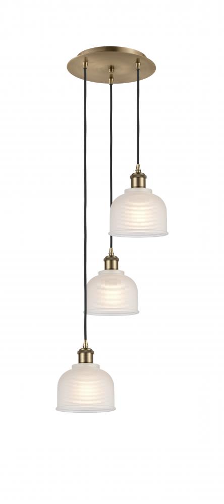 Dayton - 3 Light - 12 inch - Antique Brass - Cord Hung - Multi Pendant