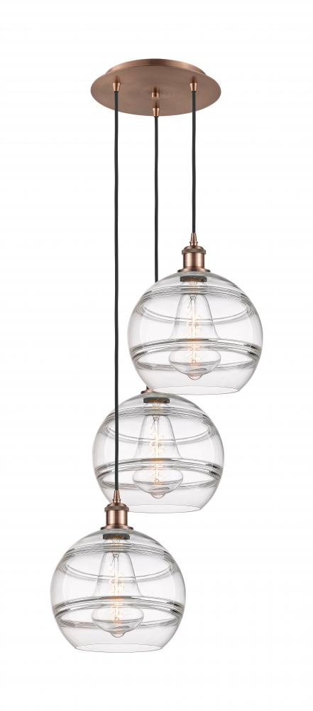 Rochester - 3 Light - 17 inch - Antique Copper - Cord hung - Multi Pendant