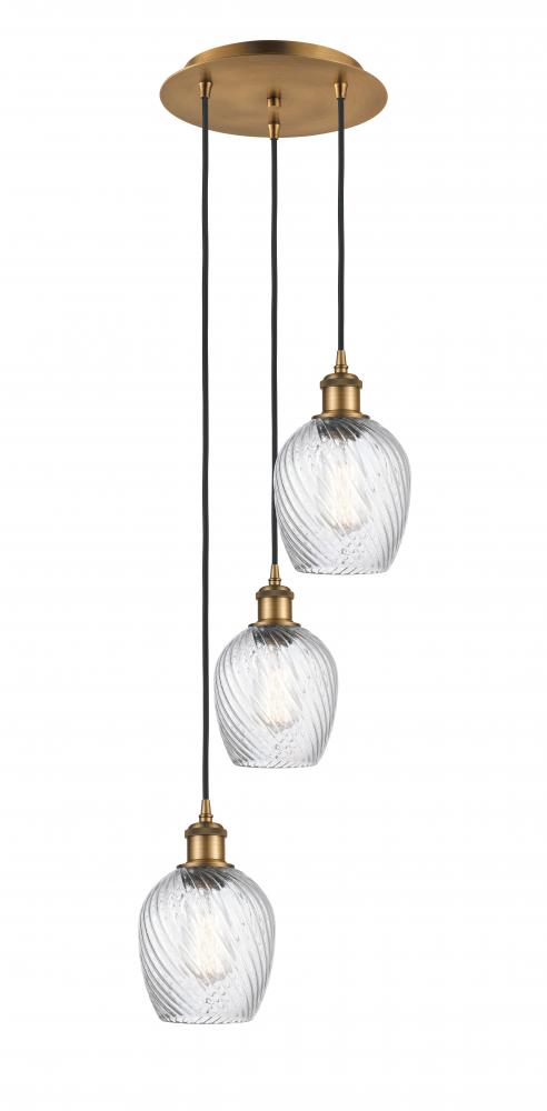 Salina - 3 Light - 12 inch - Brushed Brass - Cord Hung - Multi Pendant