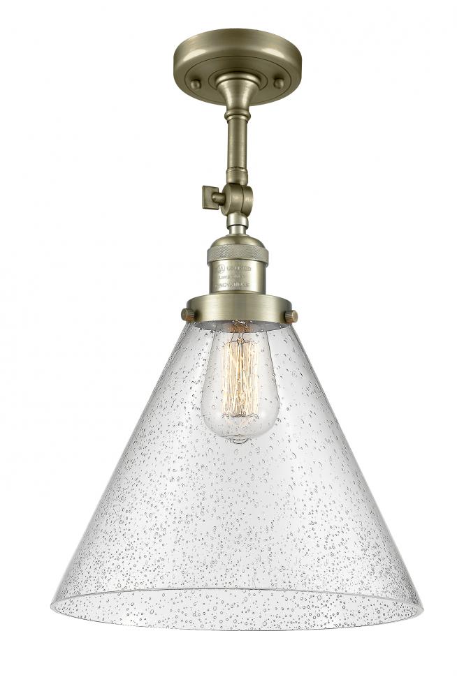 Cone - 1 Light - 12 inch - Antique Brass - Semi-Flush Mount