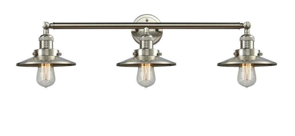 Railroad - 3 Light - 32 inch - Brushed Satin Nickel - Bath Vanity Light