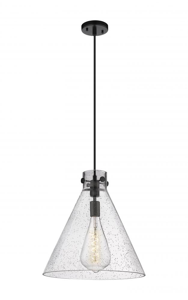 Newton Cone - 1 Light - 16 inch - Matte Black - Cord hung - Pendant