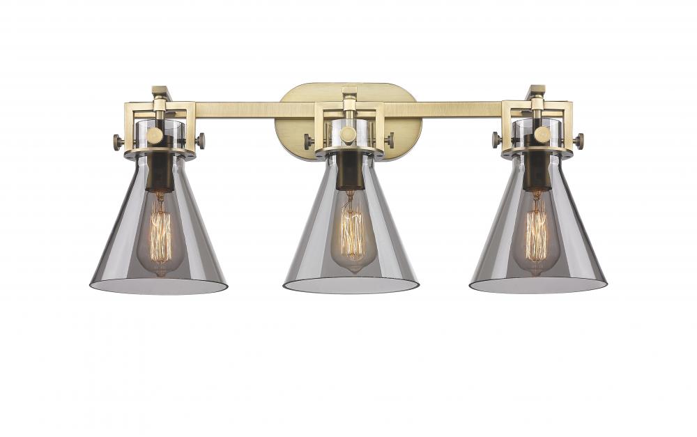 Newton Cone - 3 Light - 27 inch - Brushed Brass - Bath Vanity Light