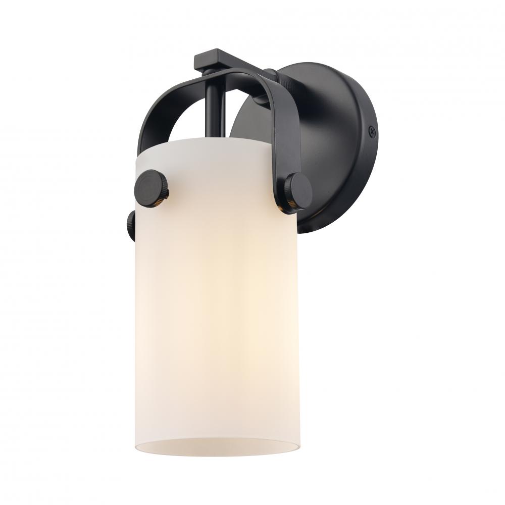 Pilaster - 1 Light - 7 inch Long Glass - Matte Black - Sconce