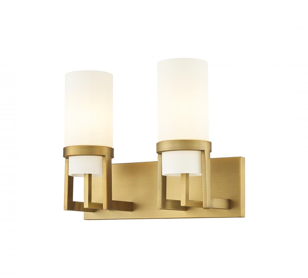 Utopia - 2 Light - 15 inch - Brushed Brass - Bath Vanity Light