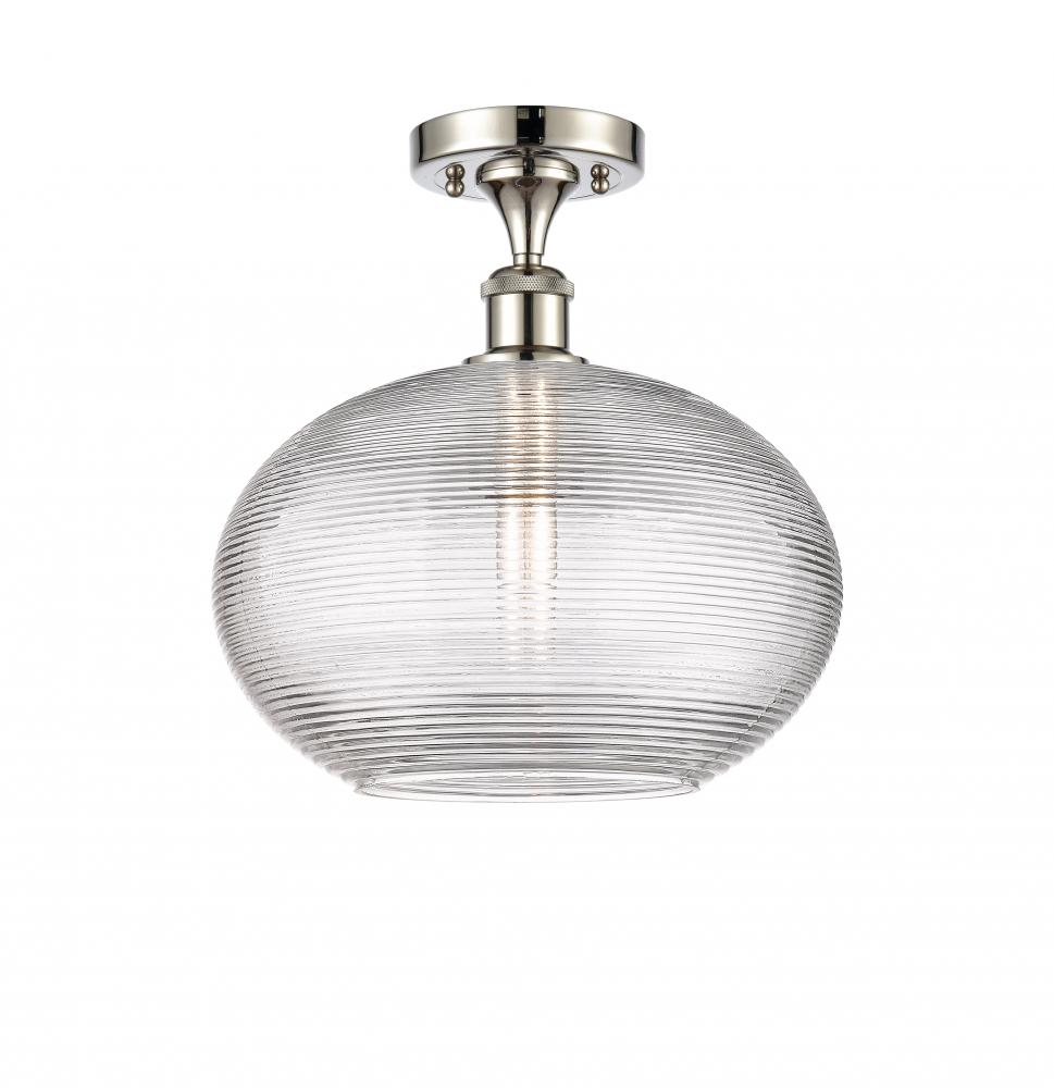 Ithaca - 1 Light - 12 inch - Polished Nickel - Semi-Flush Mount