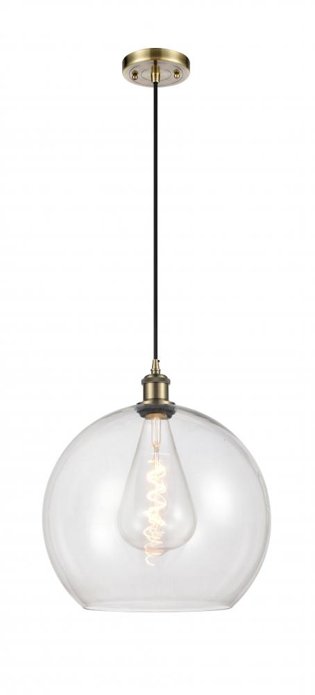 Athens - 1 Light - 14 inch - Antique Brass - Cord hung - Pendant