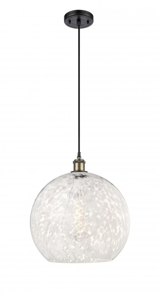 White Mouchette - 1 Light - 14 inch - Black Antique Brass - Cord Hung - Pendant