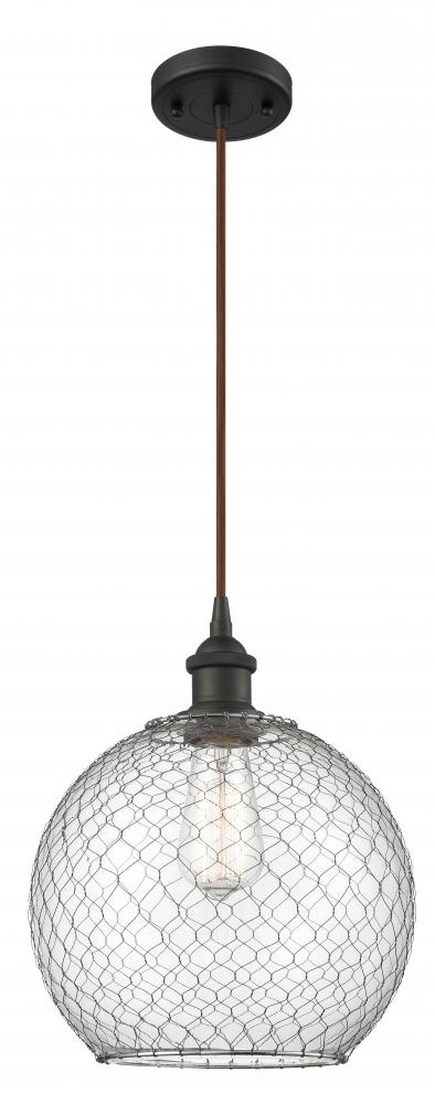 Farmhouse Chicken Wire - 1 Light - 10 inch - Oil Rubbed Bronze - Cord hung - Mini Pendant