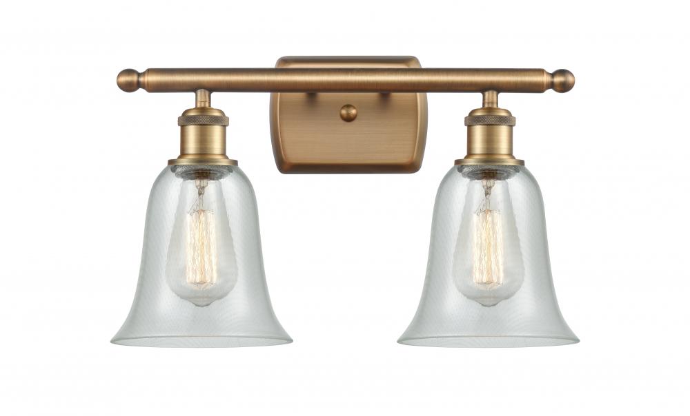 Hanover - 2 Light - 16 inch - Brushed Brass - Bath Vanity Light