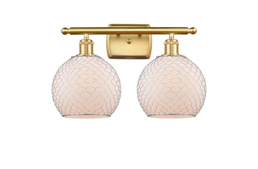 Farmhouse Chicken Wire - 2 Light - 18 inch - Satin Gold - Bath Vanity Light