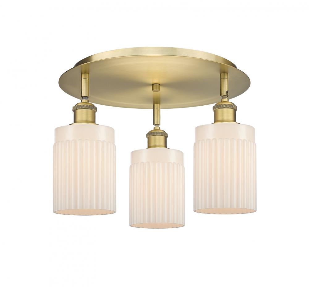 Hadley - 3 Light - 16 inch - Brushed Brass - Flush Mount