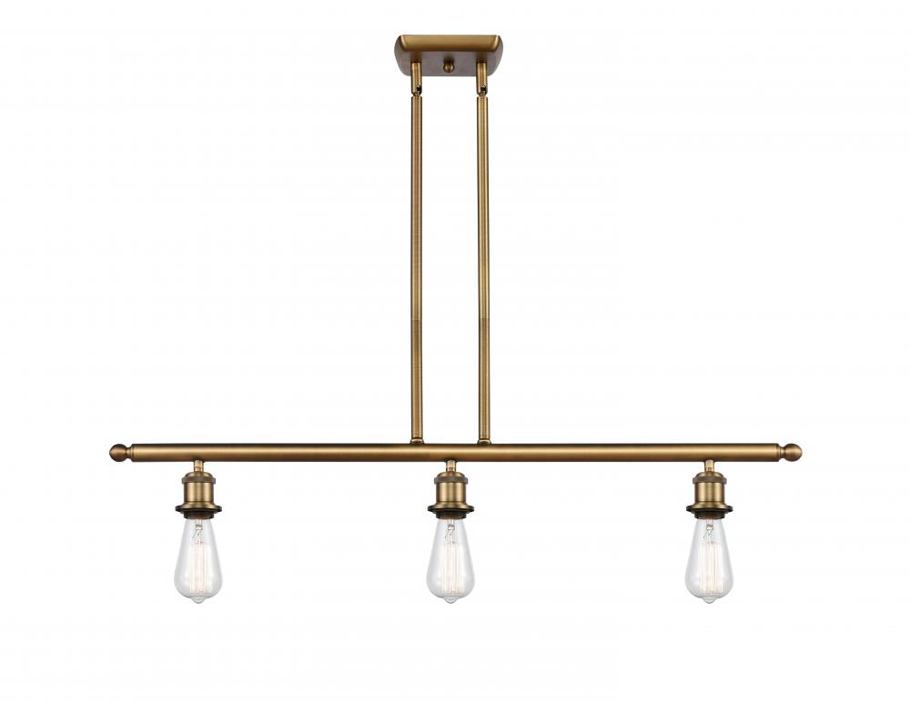 Bare Bulb - 3 Light - 36 inch - Brushed Brass - Cord hung - Island Light