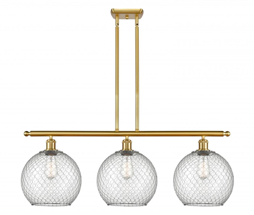 Farmhouse Chicken Wire - 3 Light - 37 inch - Satin Gold - Cord hung - Island Light