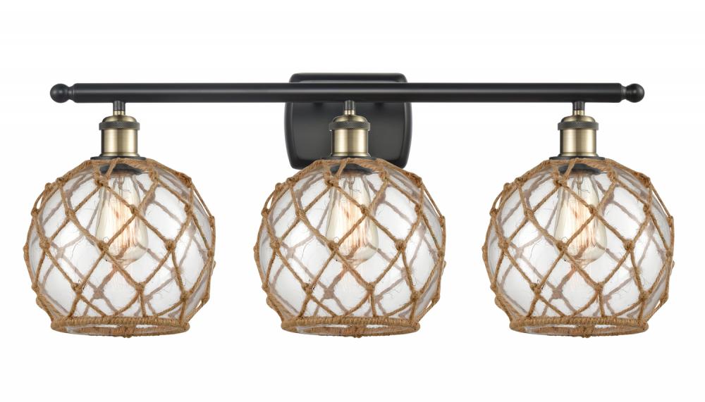 Farmhouse Rope - 3 Light - 28 inch - Black Antique Brass - Bath Vanity Light