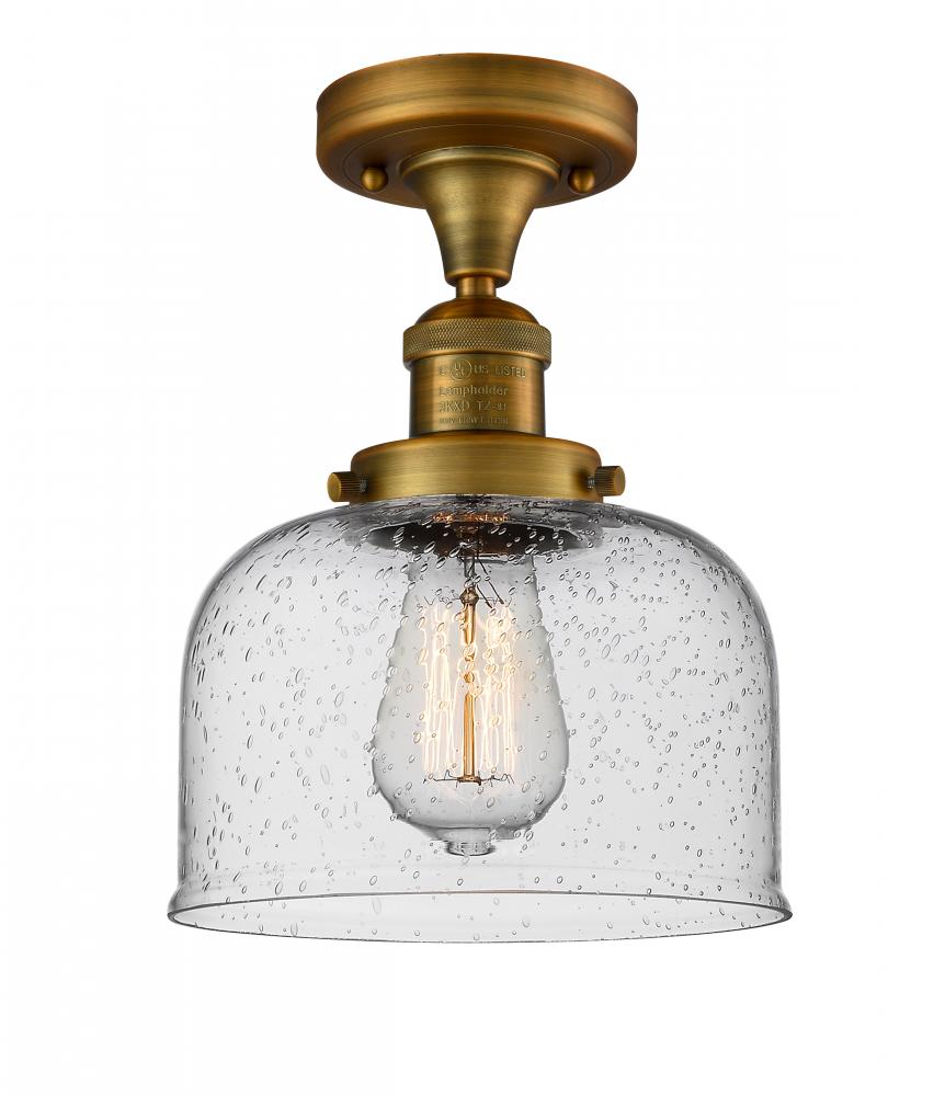 Bell - 1 Light - 8 inch - Brushed Brass - Semi-Flush Mount