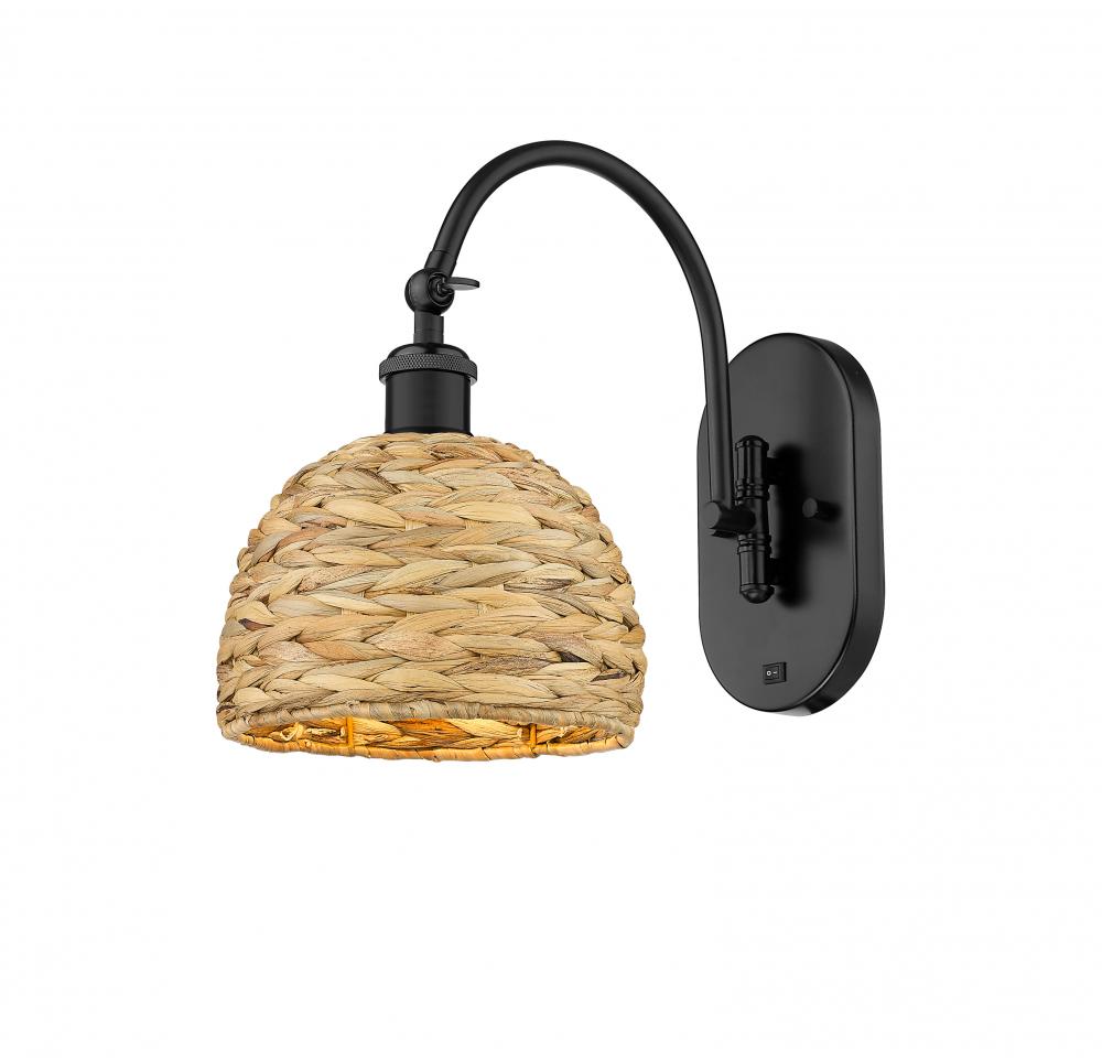 Woven Rattan - 1 Light - 8 inch - Matte Black - Sconce