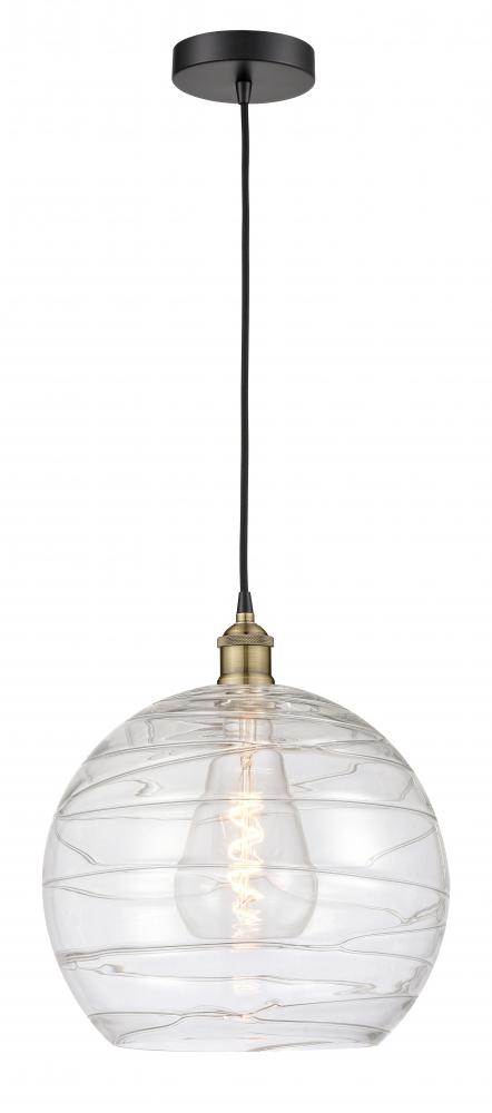 Athens Deco Swirl - 1 Light - 14 inch - Black Antique Brass - Cord hung - Pendant