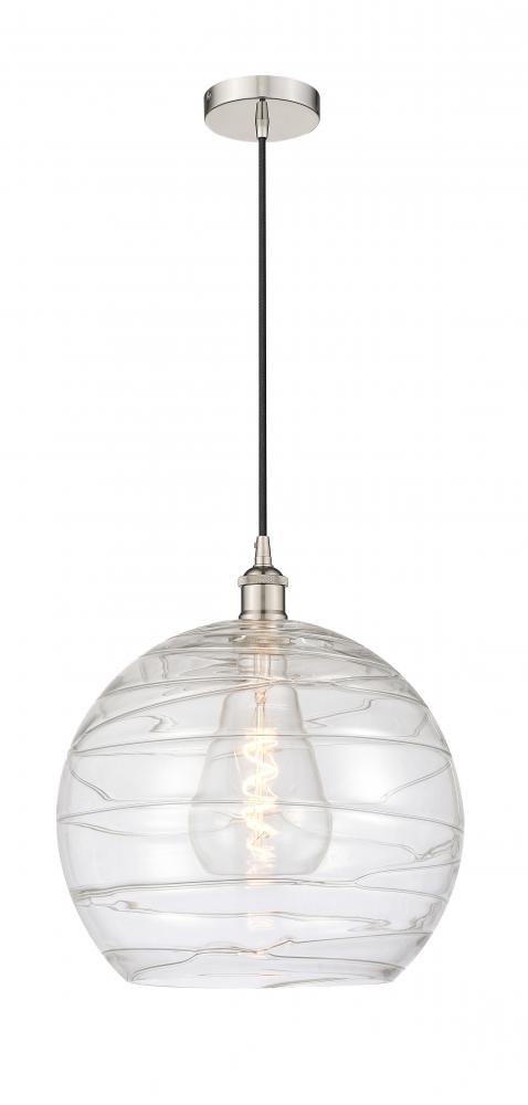 Athens Deco Swirl - 1 Light - 14 inch - Polished Nickel - Cord hung - Pendant