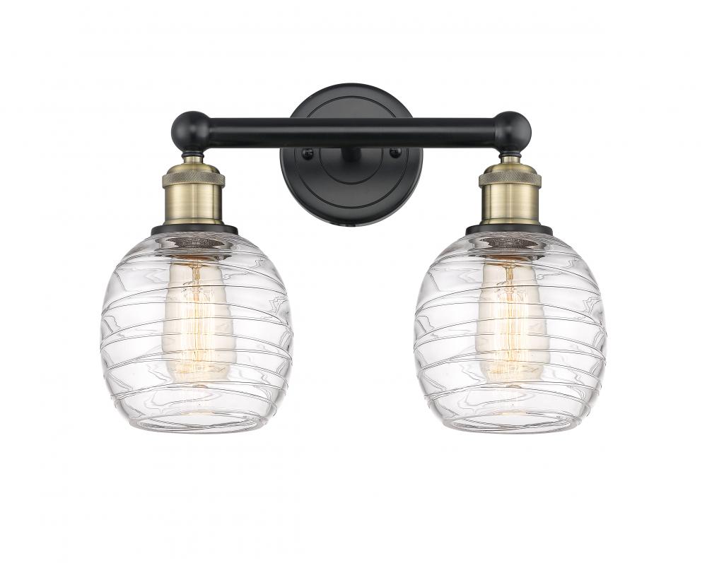 Belfast - 2 Light - 15 inch - Black Antique Brass - Bath Vanity Light