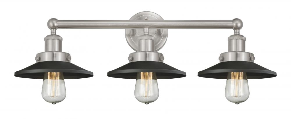 Railroad - 3 Light - 26 inch - Brushed Satin Nickel - Bath Vanity Light