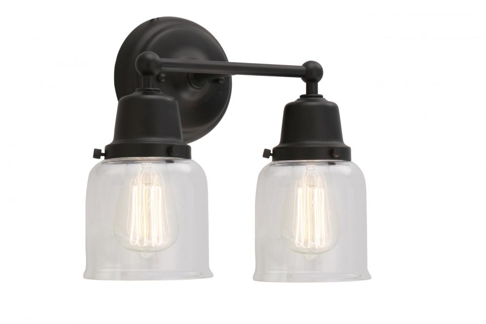 Bell - 2 Light - 13 inch - Matte Black - Bath Vanity Light