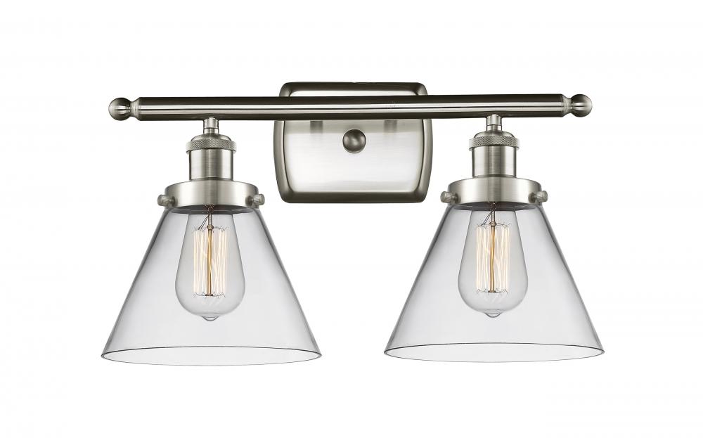 Cone - 2 Light - 18 inch - Brushed Satin Nickel - Bath Vanity Light