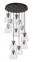 Innovations Lighting 126-410-1PS-BK-G412-8SDY - Newton Bell - 12 Light - 27 inch - Matte Black - Multi Pendant