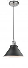 Innovations Lighting 201CBP-PNBK-M10-BK - Briarcliff - 1 Light - 10 inch - Polished Nickel - Cord hung - Mini Pendant