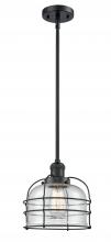 Innovations Lighting 201S-BK-G74-CE - Bell Cage - 1 Light - 9 inch - Matte Black - Stem Hung - Mini Pendant