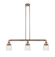 Innovations Lighting 213-AC-G513 - Bell - 3 Light - 38 inch - Antique Copper - Stem Hung - Island Light