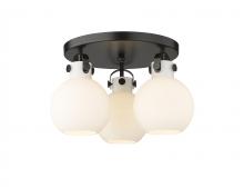 Innovations Lighting 410-3F-BK-G410-7WH - Newton Sphere - 3 Light - 18 inch - Matte Black - Flush Mount