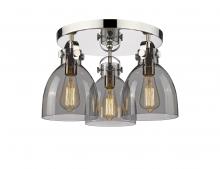 Innovations Lighting 410-3F-PN-G412-7SM - Newton Bell - 3 Light - 18 inch - Polished Nickel - Flush Mount