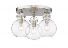 Innovations Lighting 410-3F-SN-G410-7CL - Newton Sphere - 3 Light - 18 inch - Satin Nickel - Flush Mount