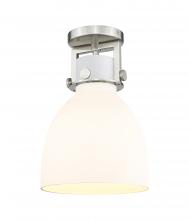 Innovations Lighting 411-1F-SN-G412-8WH - Newton Bell - 1 Light - 8 inch - Satin Nickel - Flush Mount