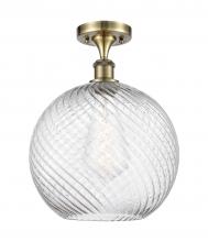 Innovations Lighting 516-1C-AB-G1214-12 - Athens Twisted Swirl - 1 Light - 12 inch - Antique Brass - Semi-Flush Mount