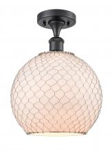 Innovations Lighting 516-1C-BK-G121-10CSN - Farmhouse Chicken Wire - 1 Light - 10 inch - Matte Black - Semi-Flush Mount