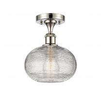 Innovations Lighting 516-1C-PN-G555-8CL - Ithaca - 1 Light - 8 inch - Polished Nickel - Semi-Flush Mount