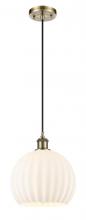 Innovations Lighting 516-1P-AB-G1217-10WV - White Venetian - 1 Light - 10 inch - Antique Brass - Cord Hung - Mini Pendant