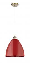 Innovations Lighting 516-1P-AB-MBD-12-RD - Plymouth - 1 Light - 12 inch - Antique Brass - Cord hung - Mini Pendant