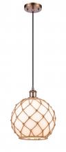 Innovations Lighting 516-1P-AC-G121-10RB - Farmhouse Rope - 1 Light - 10 inch - Antique Copper - Cord hung - Mini Pendant