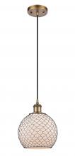 Innovations Lighting 516-1P-BB-G121-8CBK - Farmhouse Chicken Wire - 1 Light - 8 inch - Brushed Brass - Cord hung - Mini Pendant