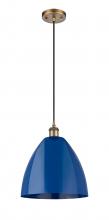 Innovations Lighting 516-1P-BB-MBD-12-BL - Plymouth - 1 Light - 12 inch - Brushed Brass - Cord hung - Mini Pendant