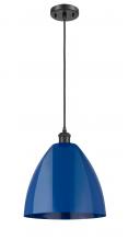 Innovations Lighting 516-1P-BK-MBD-12-BL - Plymouth - 1 Light - 12 inch - Matte Black - Cord hung - Mini Pendant