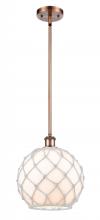 Innovations Lighting 516-1S-AC-G121-10RW - Farmhouse Rope - 1 Light - 10 inch - Antique Copper - Mini Pendant