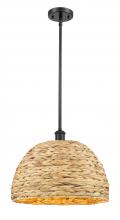 Innovations Lighting 516-1S-BK-RBD-16-NAT - Woven Rattan - 1 Light - 16 inch - Matte Black - Mini Pendant