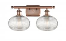 Innovations Lighting 516-2W-AC-G555-8CL - Ithaca - 2 Light - 18 inch - Antique Copper - Bath Vanity Light