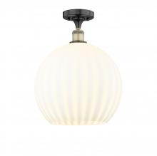 Innovations Lighting 616-1F-BAB-G1217-14WV - White Venetian - 1 Light - 14 inch - Black Antique Brass - Semi-Flush Mount