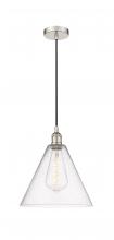 Innovations Lighting 616-1P-PN-GBC-124 - Berkshire - 1 Light - 12 inch - Polished Nickel - Cord hung - Mini Pendant