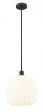 Innovations Lighting 616-1S-BK-G1217-14WV - White Venetian - 1 Light - 14 inch - Matte Black - Stem Hung - Pendant